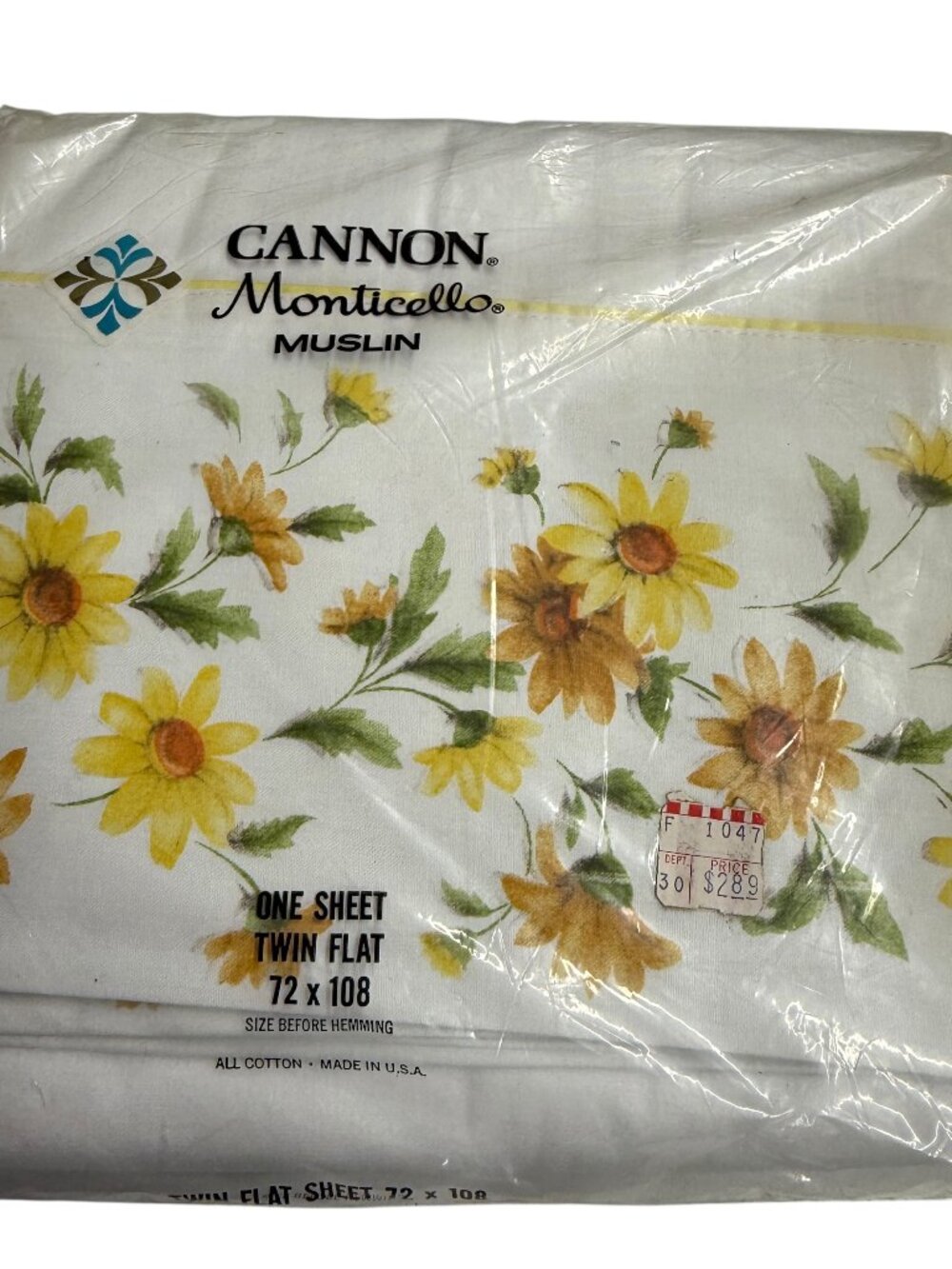 Vintage Deadstock‎ Cannon Mills Monticello Daisy Blossom Twin Sheets Flat